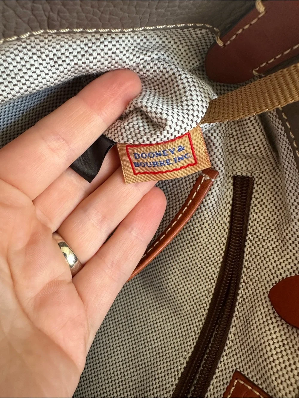 Dooney & Bourke Brenna Gray Brown Leather Satchel Bag
